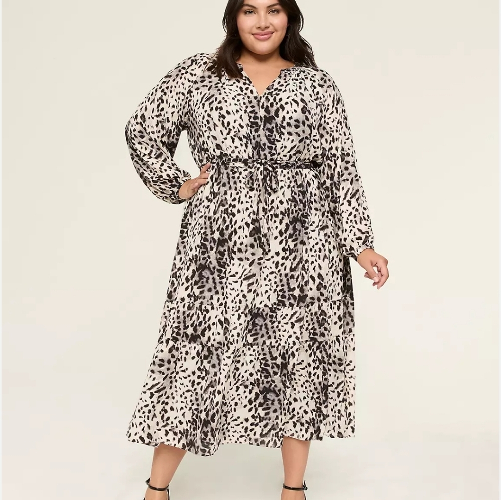 Lane Bryant Black and White Animal-Print Maxi Dress